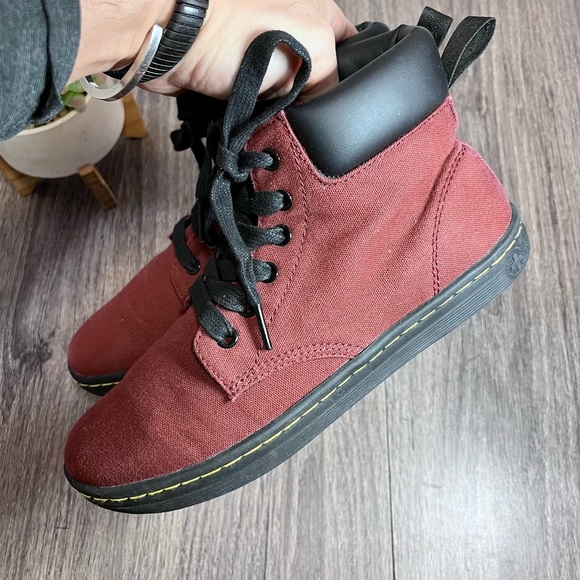 *Dr Marten | Maelly Lace Up Canvas Padded Collar Boot in Cherry Red Size 7 - Picture 14 of 15